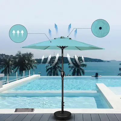Simple Deluxe 7.5ft Patio Umbrella – Outdoor Market Table Umbrella with 6 Sturdy Ribs for Backyard, Pool, Garden, Deck