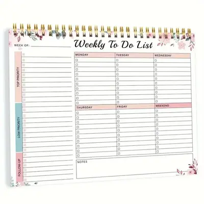 Weekly To Do List Planner, 1 Count A4 Spiral Weekly To Do List Pad, 52 Pages Task Planner, Stationery & Supplies For Home &...
