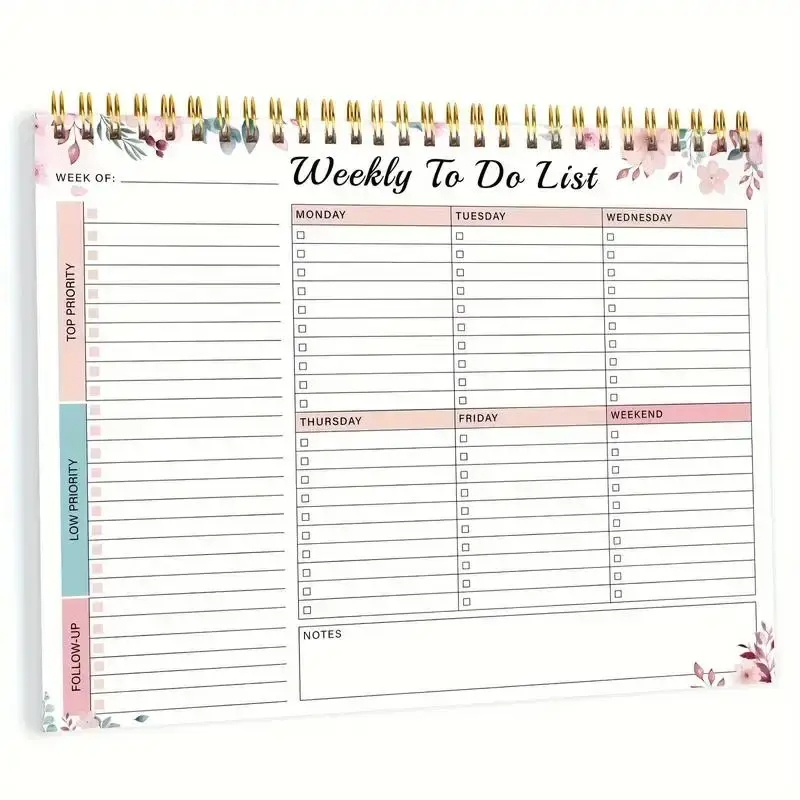 Weekly To Do List Planner, 1 Count A4 Spiral Weekly To Do List Pad, 52 Pages Task Planner, Stationery & Supplies For Home &...