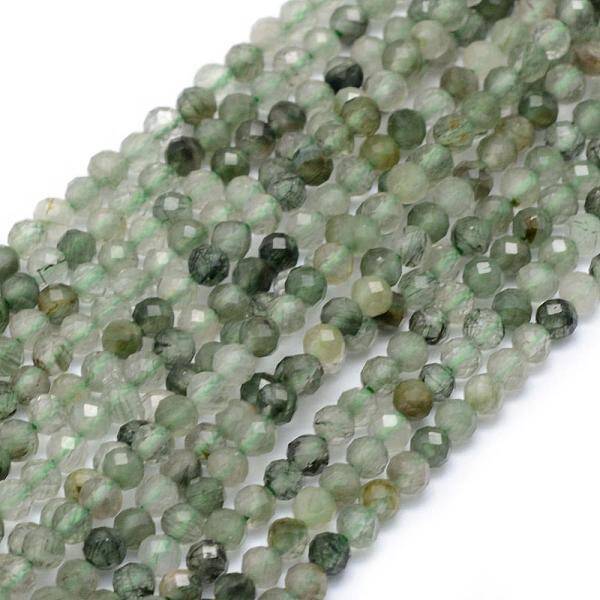 Natural Green Rutilated Quartz Beads Strands