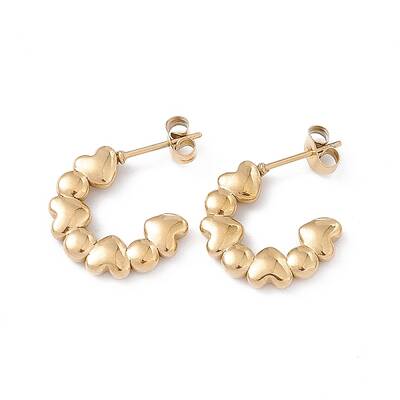 Ion Plating(IP) 304 Stainless Steel Stud Ring with Heart Stud Earrings for Women