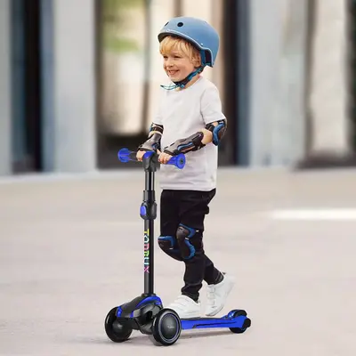 Kids Scooter for Ages 3-12 Adjustable Height 3-Wheel Light-Up, Shock Absorption, Lean-to-Steer, Balance Training Scooter for ...