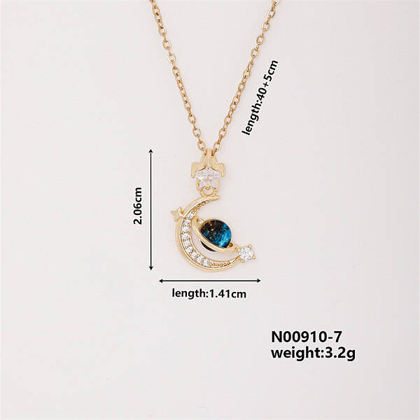 Dreamy Planet Brass Micro Pave Cubic Zirconia Pendant Necklaces