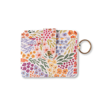 Women's Floral Vegan Mushroom Leather Wallet with Gold Keyring - 3.5x4.5 Inches, Compact & Minimalist Design, Secure Card Sto...