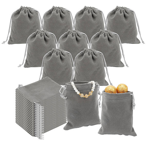 30Pcs Rectangle Velvet Drawstring Pouches