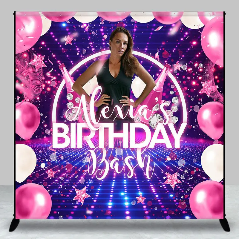 Aperturee Custom Photo Name Stars Balloons Birthday Backdrop - Aperturee