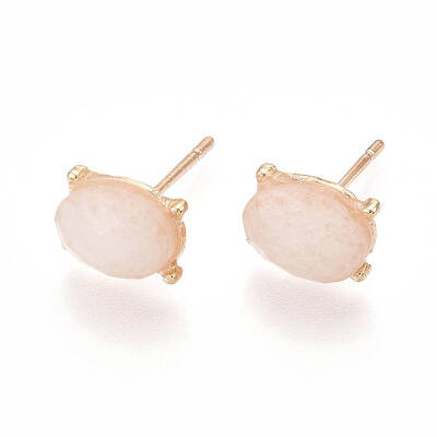 Natural White Jade Stud Earrings