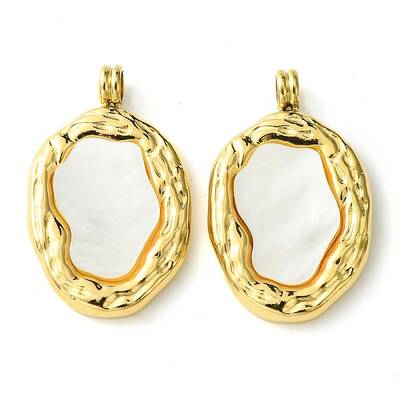 Ion Plating(IP) 304 Stainless Steel Pave Shell Pendants