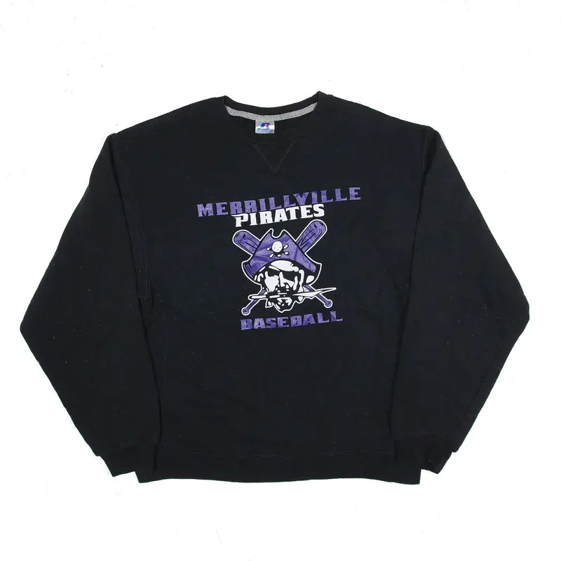 RUSSELL ATHLETIC Merrillville Pirates Baseball Sweatshirt Black USA Mens L