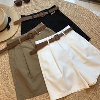 New Wide Leg Shorts for Women 2024 Summer Thin Cotton A Line Short Pants Office Lady Classic Loose Casual Zipper Women‘s Sh...
