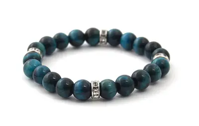 Agato Kerosene Tiger Eye Bead Bracelet MINK122/17 - Length: 19 cm