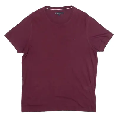 TOMMY HILFIGER Mens T-Shirt Maroon XL