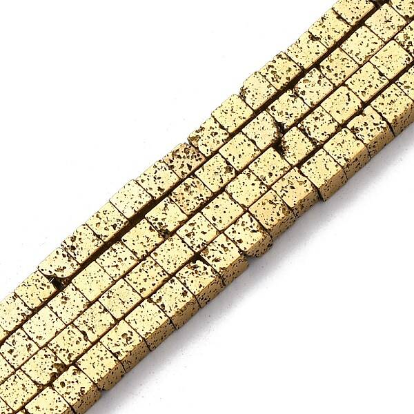 Electroplated Natural Lava Rock Beads Strands
