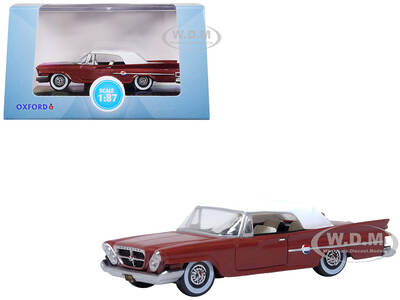 1961 Chrysler 300 Convertible (Closed Top) Cinnamon Brown Metallic with White Top 1/87 (HO) Scale Diecast Model Car by Oxford...