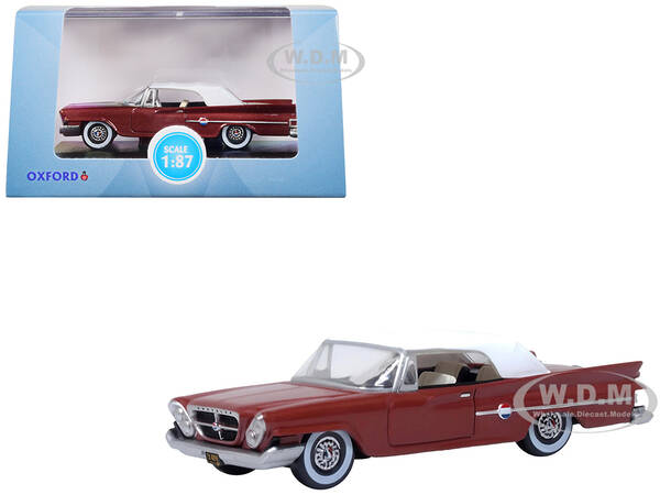 1961 Chrysler 300 Convertible (Closed Top) Cinnamon Brown Metallic with White Top 1/87 (HO) Scale Diecast Model Car by Oxford...