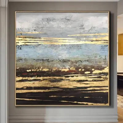 Abstract   Painting Original Gold Abstract Painting Gray Wall Art Gold Leaf Painting | GLIMMER OF HOPE