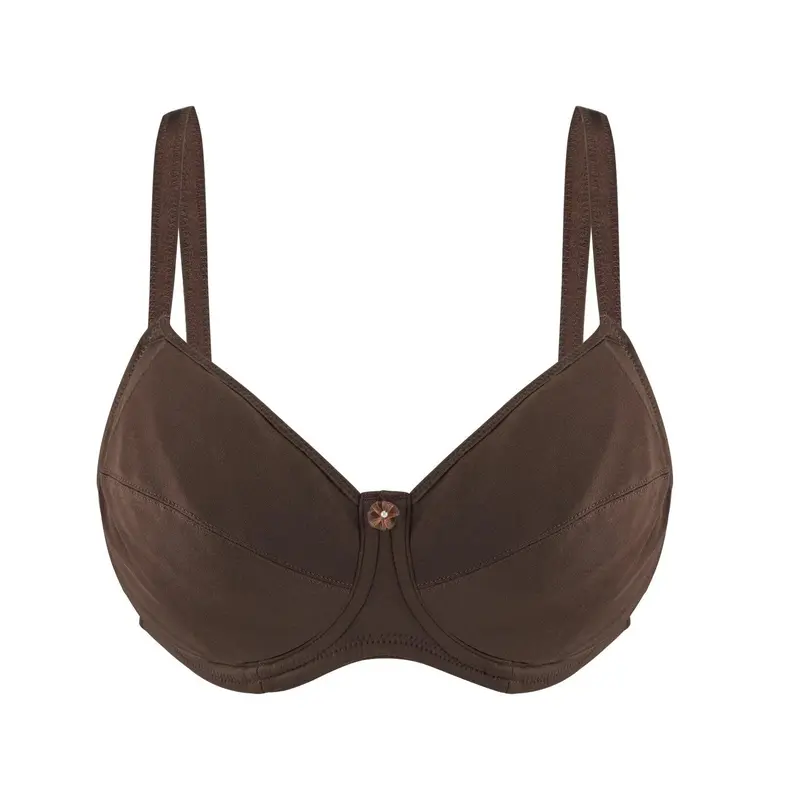Cocoa-Underwired Silk & Organic Cotton Full Cup Bra with removable paddings | Size: 42D | Color: Cocoa