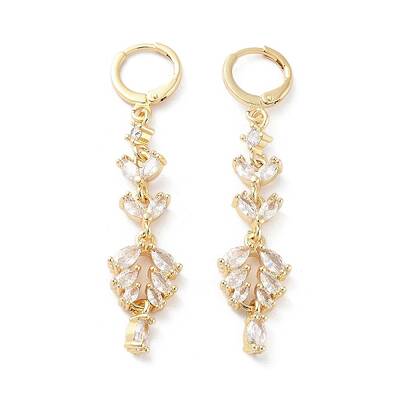 Rack Plating Golden Brass Dangle Leverback Earrings