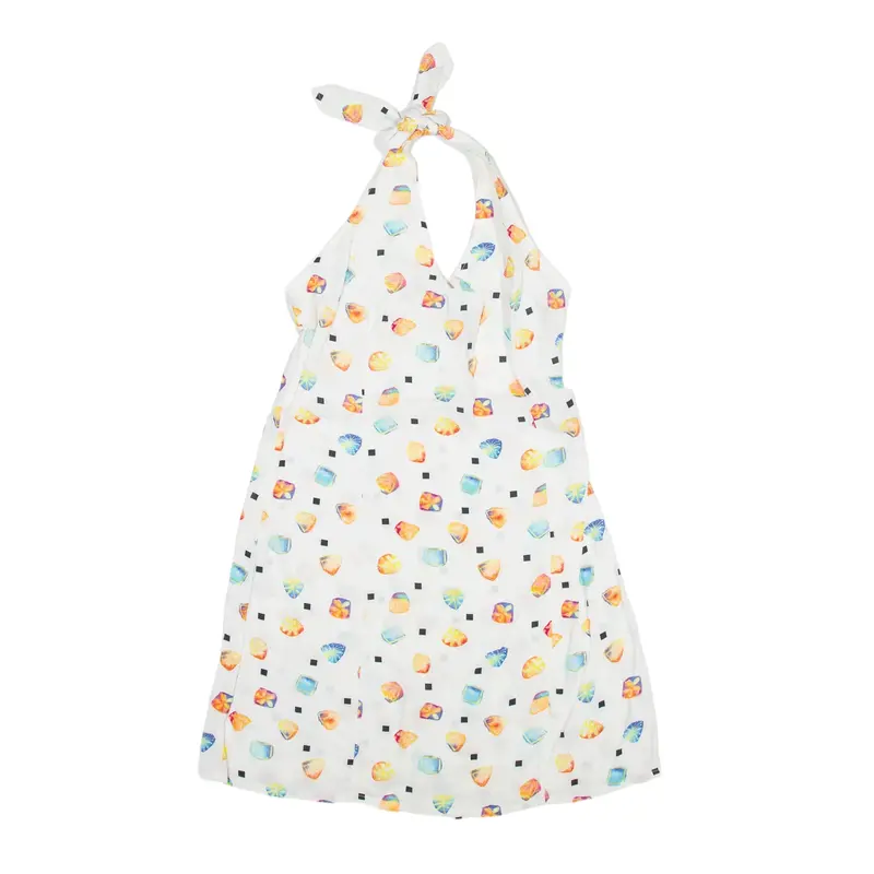 NAF NAF LEAGUE Mini Dress White Spotted Sleeveless Short Womens UK 8