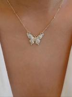 Rhinestone Butterfly Decor Pendant Necklace for Women, Fashion Jewelry for Party, Daily Decor, Trendy All-match & Exquisite J...