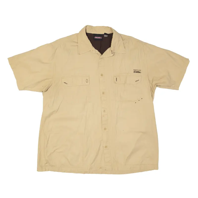 DICKIES Plain Shirt Beige Short Sleeve Mens 2XL