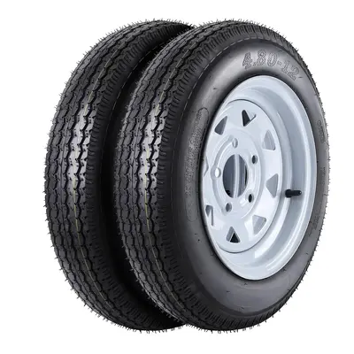 Garvee 2 Trailer Tires 4.80-12 with 12 Rims, 6PR, 5 Lug 4.5, Load Range C, Heavy Duty 6 Ply for Utility/Cargo/Boat Traile...
