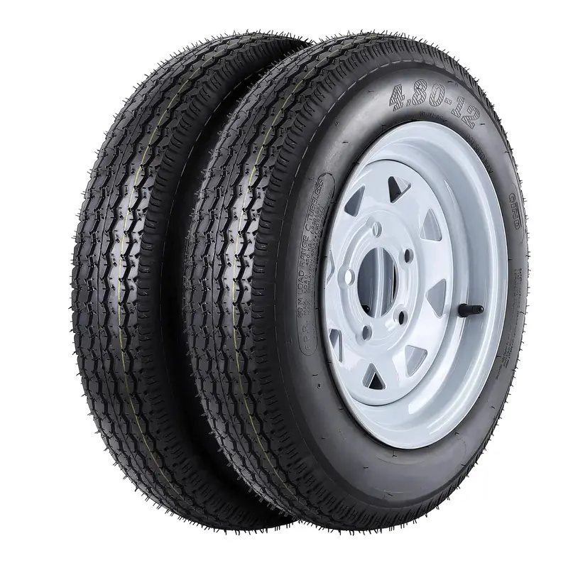 Garvee 2 Trailer Tires 4.80-12 with 12 Rims, 6PR, 5 Lug 4.5, Load Range C, Heavy Duty 6 Ply for Utility/Cargo/Boat Traile...