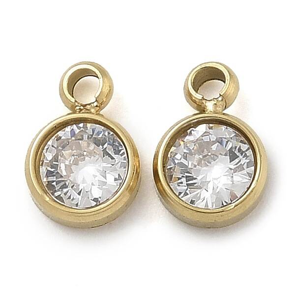 Ion Plating(IP) 304 Stainless Steel Micro Pave Cubic Zirconia Pendants