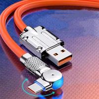 120W 6A Fast Charger USB Type C Cable, 180 Degree Rotation Elbow Cable, Cellphone Charger USB C Cable for iPhone 15 16 Pro Ma...