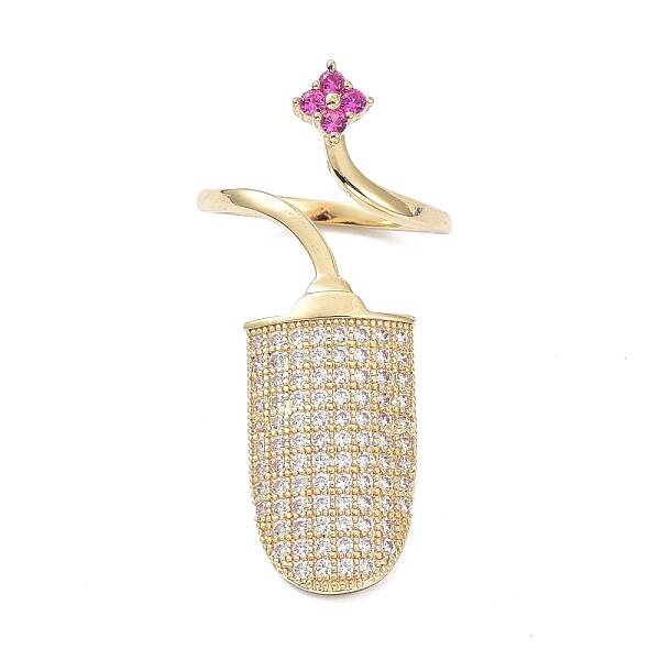 Brass Micro Pave Cubic Zirconia Fingernail Rings