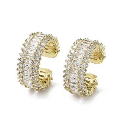 Brass with Clear Cubic Zirconia Open Cuff Rings
