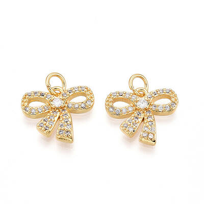 Brass Micro Pave Cubic Zirconia Charms