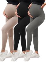 Maternity Solid Color High Waist Leggings, Casual Comfy Breathable Skinny Pants for Pregnancy & Postpartum, Leggings for Wome...