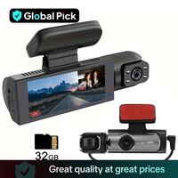Front & Inside Car Dashboard Camera, 1 Count Car Dashcam with 32GB Card, Wide Angle Car Driving Recorder with IR Night-Vision...