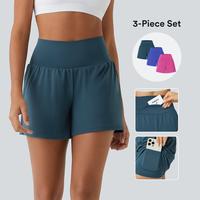 Halara 3-Piece Super High Waisted Back Pocket & Side Hidden Pocket 2-in-1 Yoga Shorts 5\