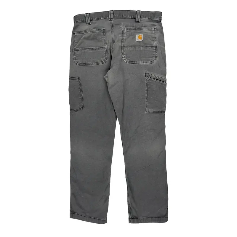 Carhartt Double Knee Carpenter Trousers - 34W 31L Grey Cotton Blend | Size: 34″ waist