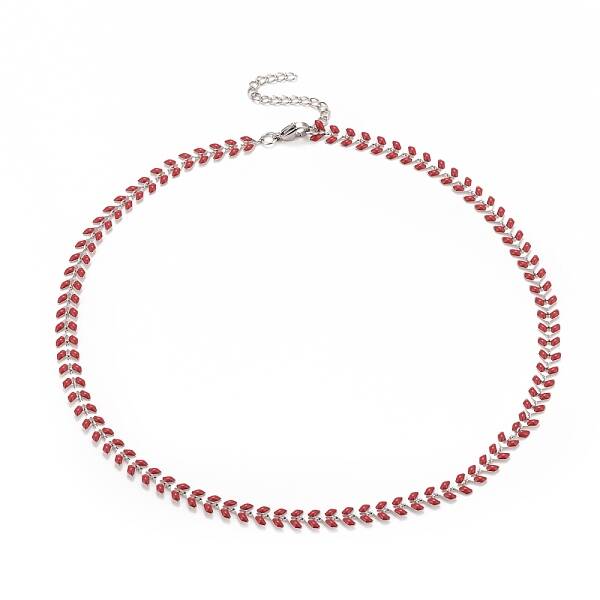Enamel Wheat Link Chain Necklace