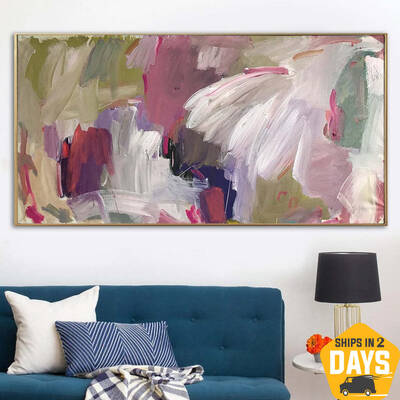 Unstretched Large Abstract Colorful Paintings On Canvas Original Textured Painting Modern Vivid Art | PASSION 35.43"x70....