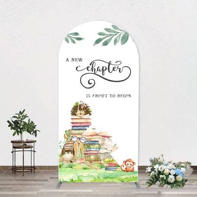 New Chapter Books Animals Arch Baby Shower Backdrop