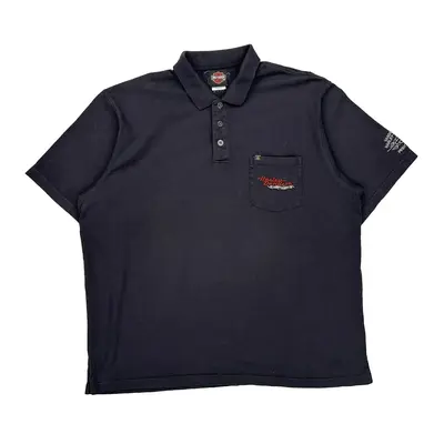 Harley Davidson Polo Shirt - 2XL Black Cotton
