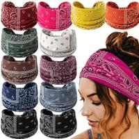 Boho Style Colorful Bandana Headband, 12pcs Sweat Absorbing Elastic Wide Band Hair Band, Sports Headband for Gym Workout Yoga...