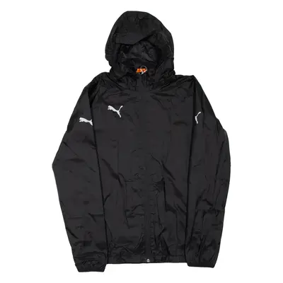 PUMA Mens Rain Jacket Black Nylon Hooded S
