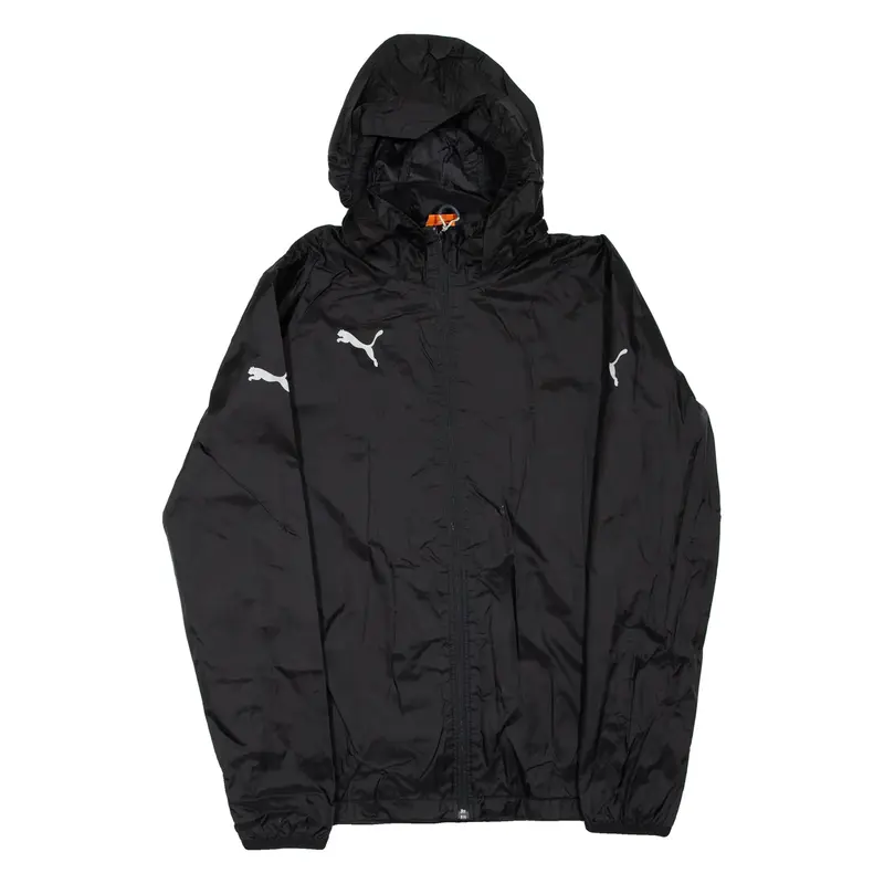 PUMA Mens Rain Jacket Black Nylon Hooded S