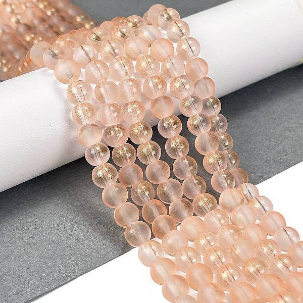 Frosted Transparent Glass Bead Strands