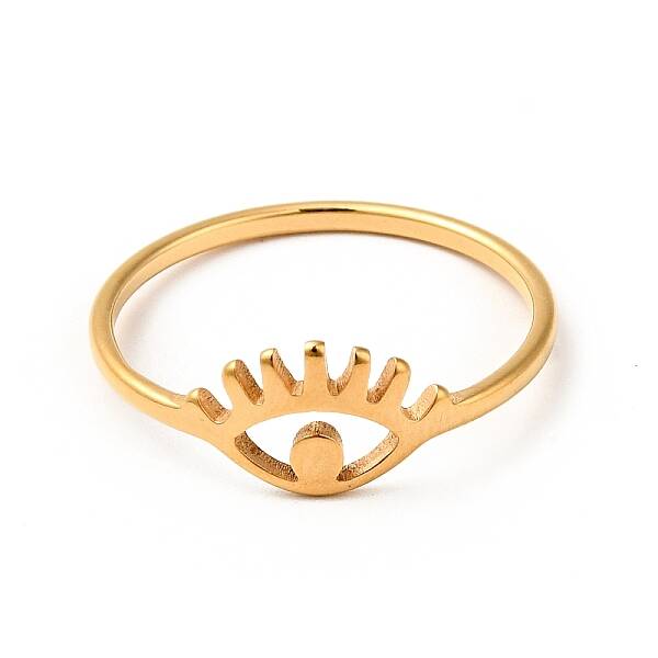 Ion Plating(IP) 201 Stainless Steel Eye Hollow Finger Ring for Women