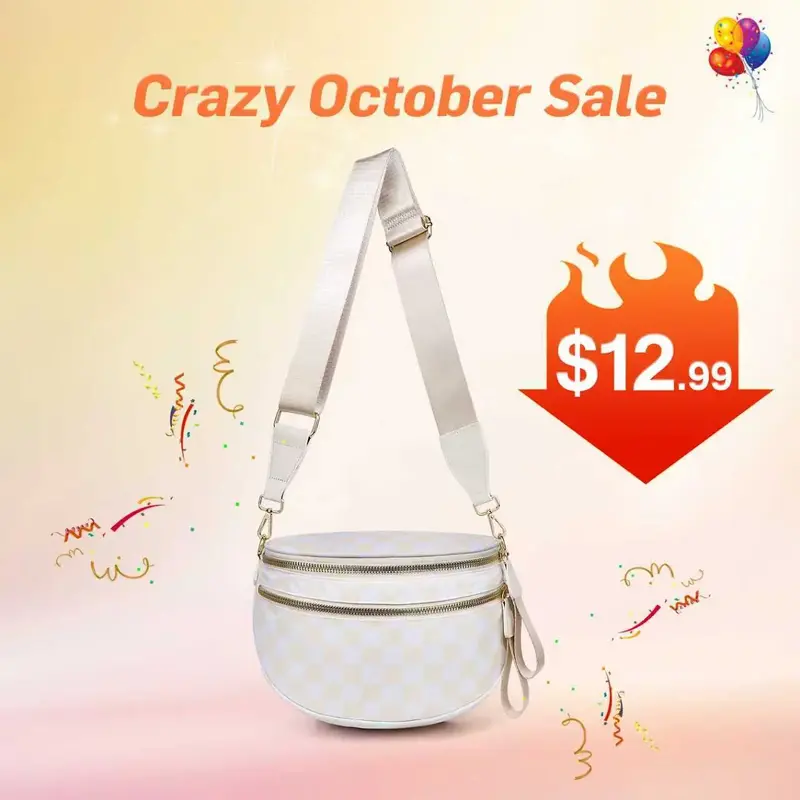 GAINSNS Black and White Checkered Nylon Bum Bag Plus Size Friendly Fanny Pack  - new style Spacious Design for Essentials gre...