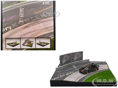 Nurburgring Diorama Set with Pagani Zonda Revolucion Carbon with Red and Gold Stripes and Extra Wheels 1/64 Diecast Model Car...