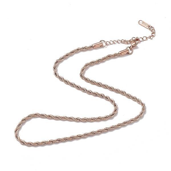Ion Plating(IP) 304 Stainless Steel Rope Chain Necklace for Men Women
