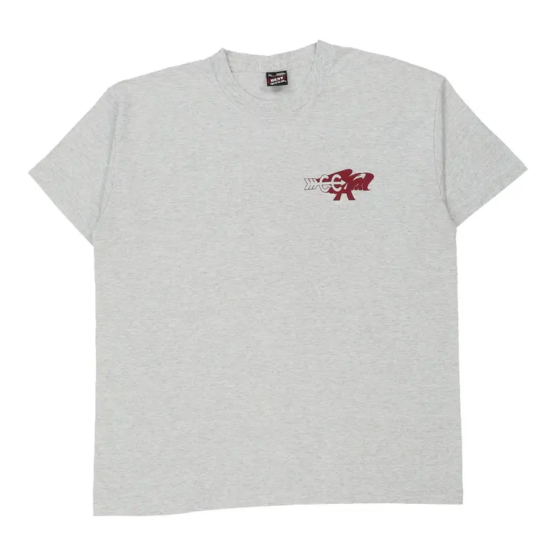 Single Stitch  Fruit Of The Loom Graphic T-Shirt - XL Grey Cotton