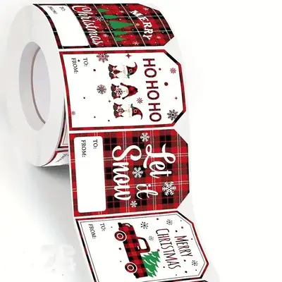 Christmas Themed Gift Tag, 500pcs/roll Festive Paper Label, Decorative Label for Christmas & Home Party, Gift Wrapping Suppli...